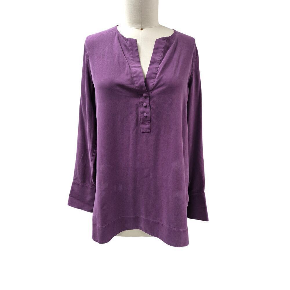 Soft Surroundings 100% Silk Sueded Top Tunic Plum/Purple Sz L Casual